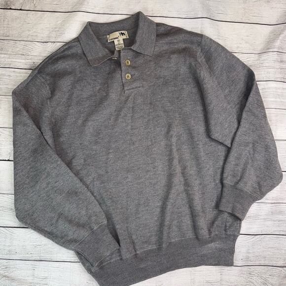 I Levrieri Men's 100% Pure Marino Wool 3-Button Collared Sweater Gray Size XL - Picture 1 of 5